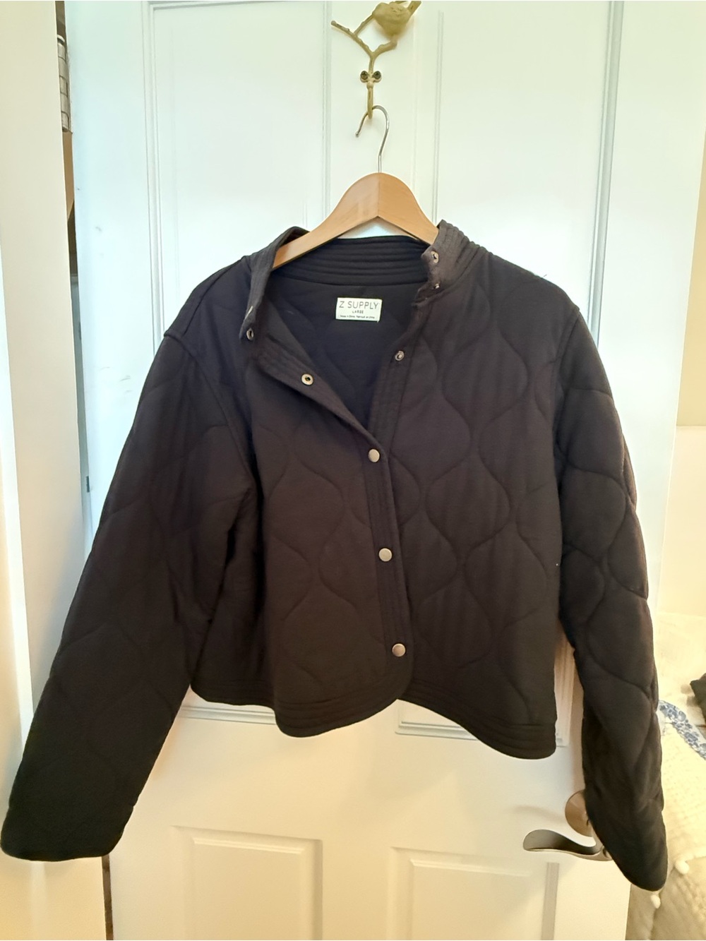 Z Supply Black Quilted Snap-Front Puffer Jacket